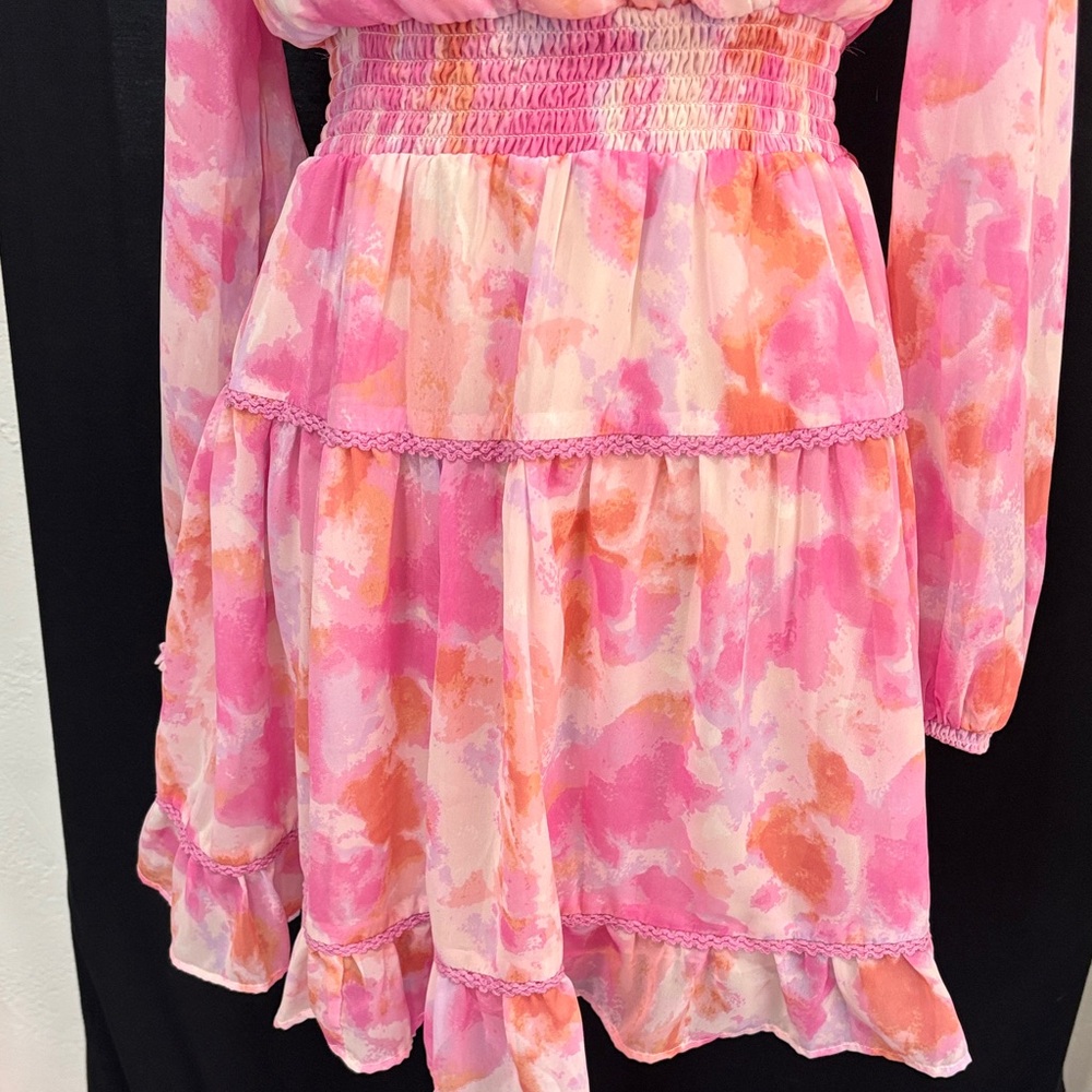 Japna Pink and Orange Long Sleeve Dress - Picture 3 of 8
